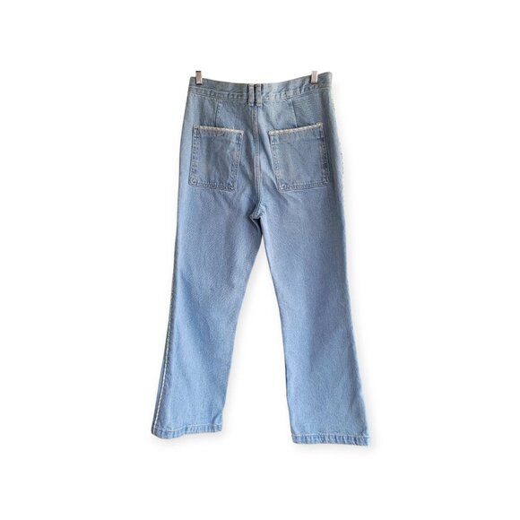 Zara lightwash boho embroidered wide-leg whimsical structured jeans size 6 EUC - Picture 3 of 13